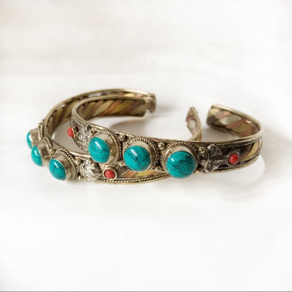 Jewelry - Boho bracelet adjustable cuff - stone bracelet 1pc